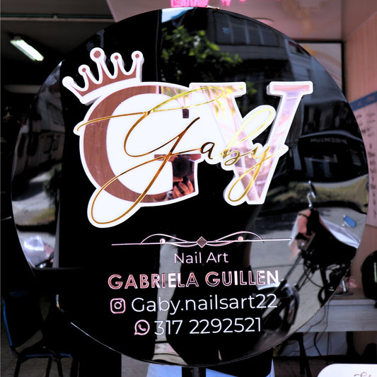 035 | Logo circular en acrílico 3D con figura interior en 3D