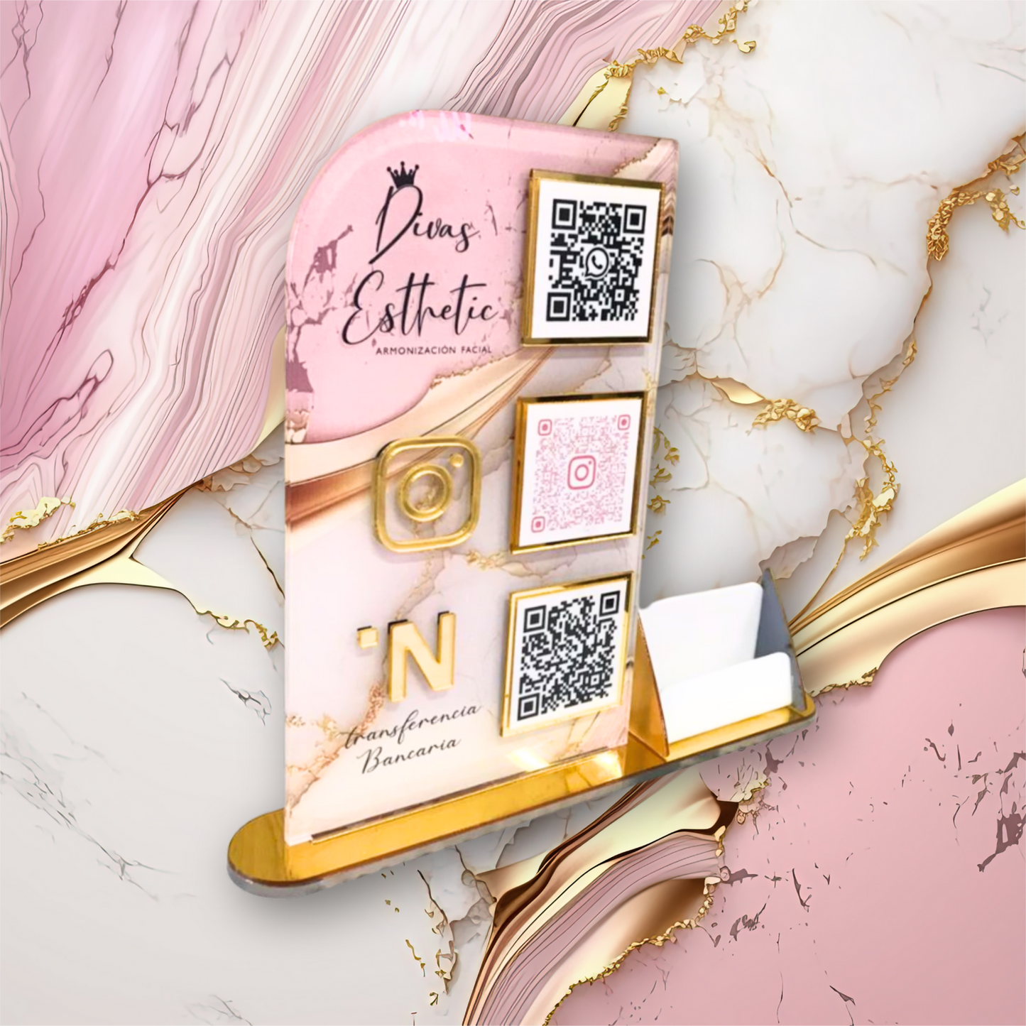 070 | Hablador QR con tarjetero estilo Divas Esthetic