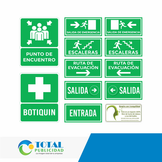 Kit x12 señalización para oficinas o locales